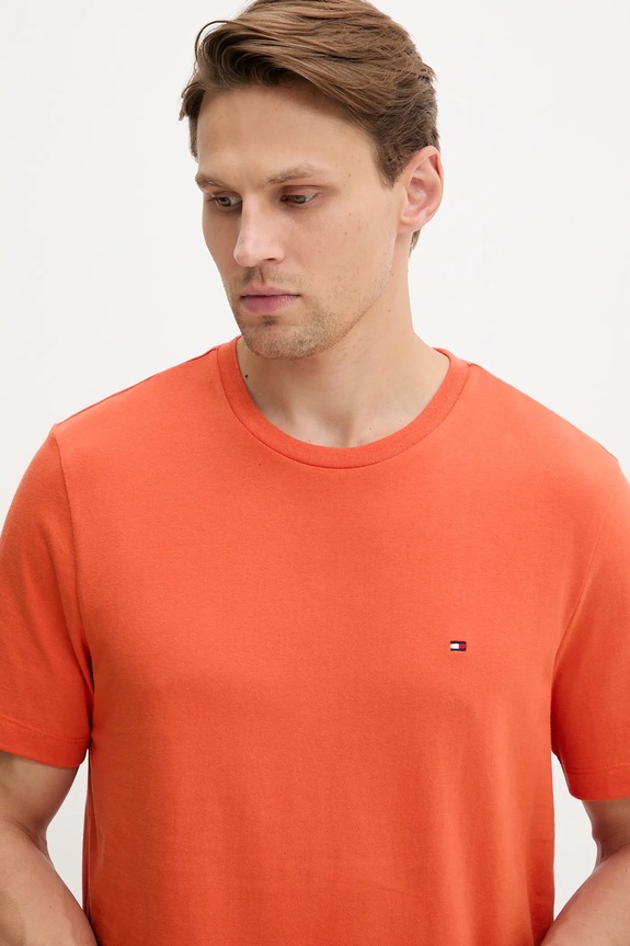 Ρούχα Tommy Hilfiger t-shirt ανδρικό βαμβακερό MW0MW39995 πορτοκαλί