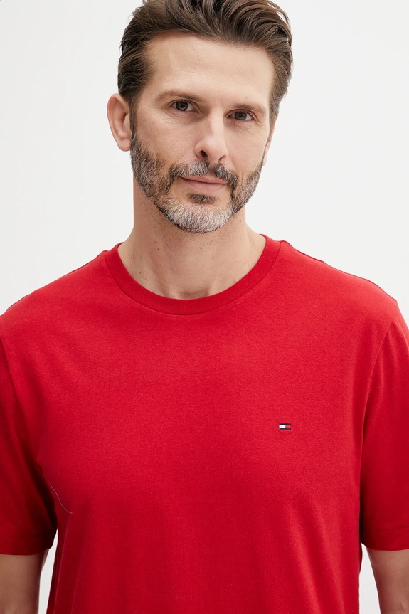 Ρούχα Tommy Hilfiger T-shirt Ανδρικός βαμβακερός MW0MW39995 κόκκινο