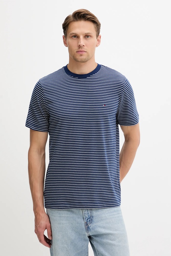 Tommy Hilfiger t-shirt ανδρικό βαμβακερό κανονικό σκούρο μπλε MW0MW39995