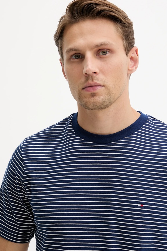 Ρούχα Tommy Hilfiger t-shirt ανδρικό βαμβακερό MW0MW39995 σκούρο μπλε