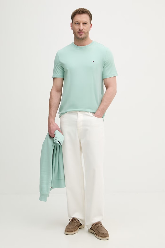 Tommy Hilfiger tricou bărbătesc din bumbac MW0MW39995 turcoaz SS26