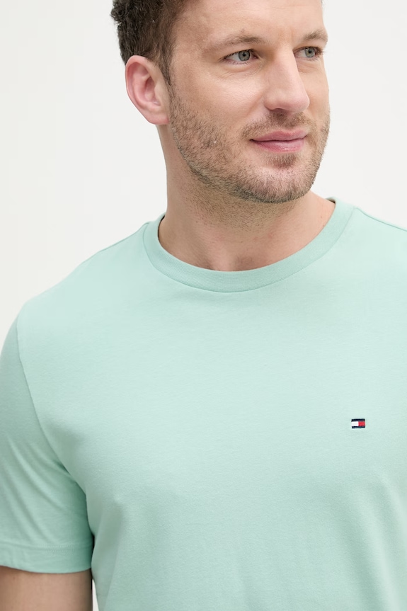 Tommy Hilfiger tricou bărbătesc din bumbac turcoaz MW0MW39995