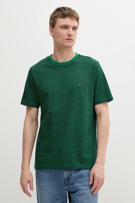 Tommy Hilfiger T-shirt męski bawełniany bawełna zielony MW0MW39995