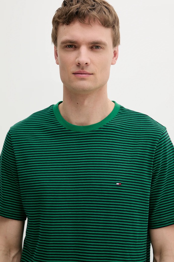 Odzież Tommy Hilfiger T-shirt męski bawełniany MW0MW39995 zielony