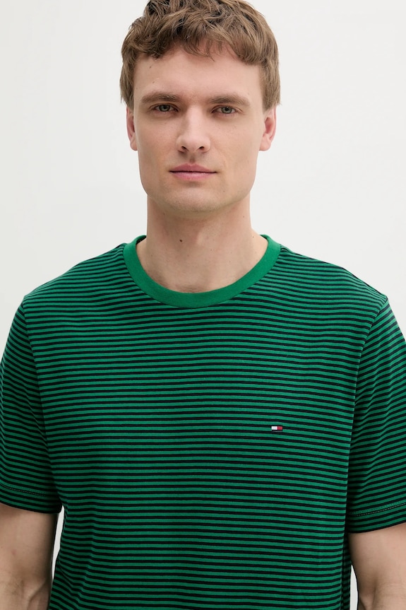 Odzież Tommy Hilfiger T-shirt męski bawełniany MW0MW39995 zielony