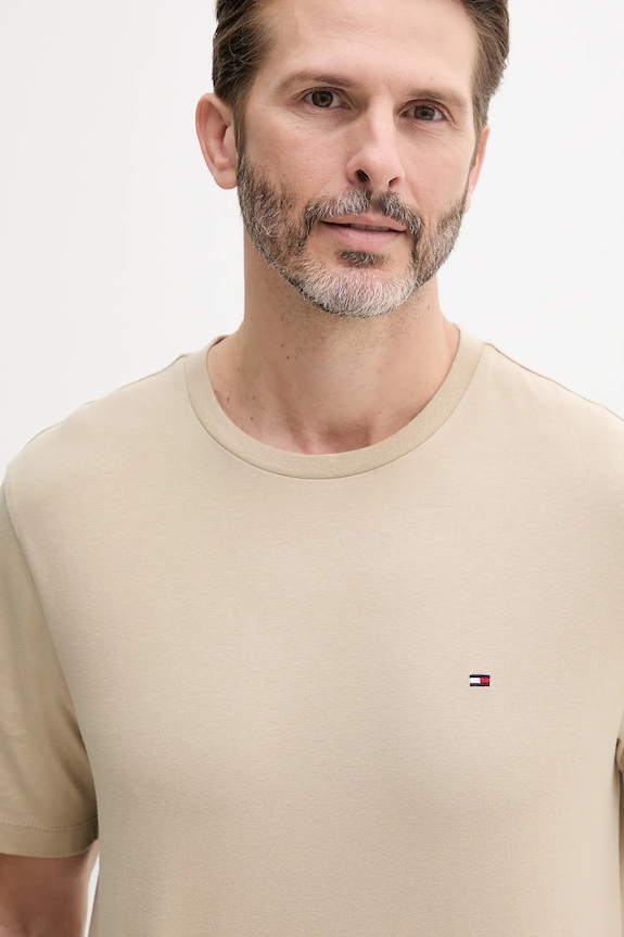 Oblačila Tommy Hilfiger Kratka majica moška bombažna MW0MW39995 bež