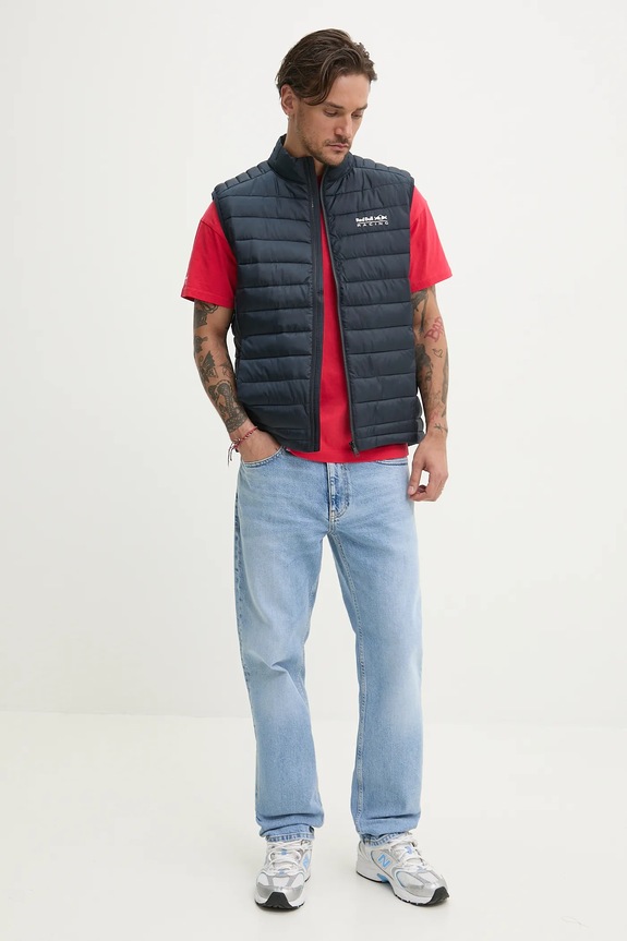 Bombažna kratka majica Red Bull Racing x Pepe Jeans TEAM RECORDS TEE RM500010 rdeča SS25