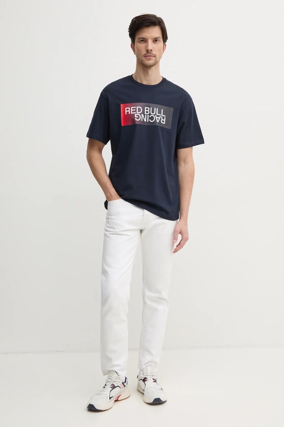 Red Bull Racing x Pepe Jeans tricou din bumbac OMBRE LOGO TEE RM500019 bleumarin SS25