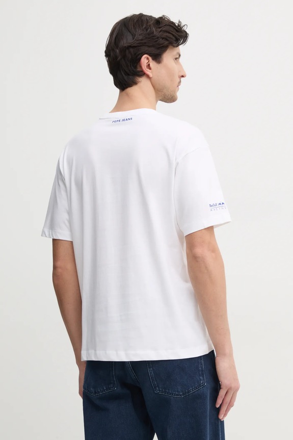Odzież Red Bull Racing x Pepe Jeans t-shirt bawełniany RACING HISTORY TEE RM500020 biały