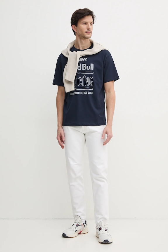 Red Bull Racing x Pepe Jeans tricou din bumbac RACING HISTORY TEE RM500020 bleumarin SS25