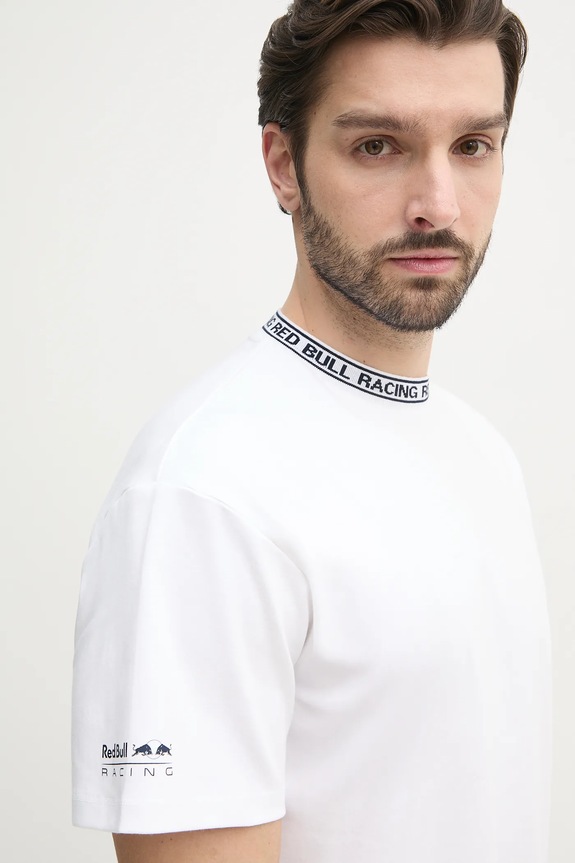 Red Bull Racing x Pepe Jeans t-shirt bawełniany BRANDED COLLAR TEE biały RM500021
