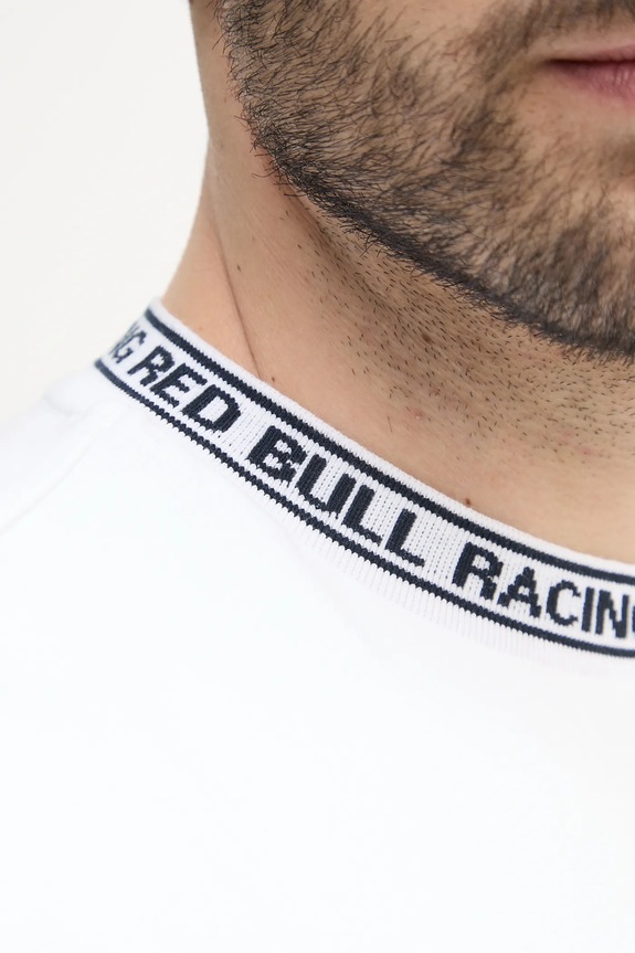 Red Bull Racing x Pepe Jeans t-shirt bawełniany BRANDED COLLAR TEE RM500021 biały
