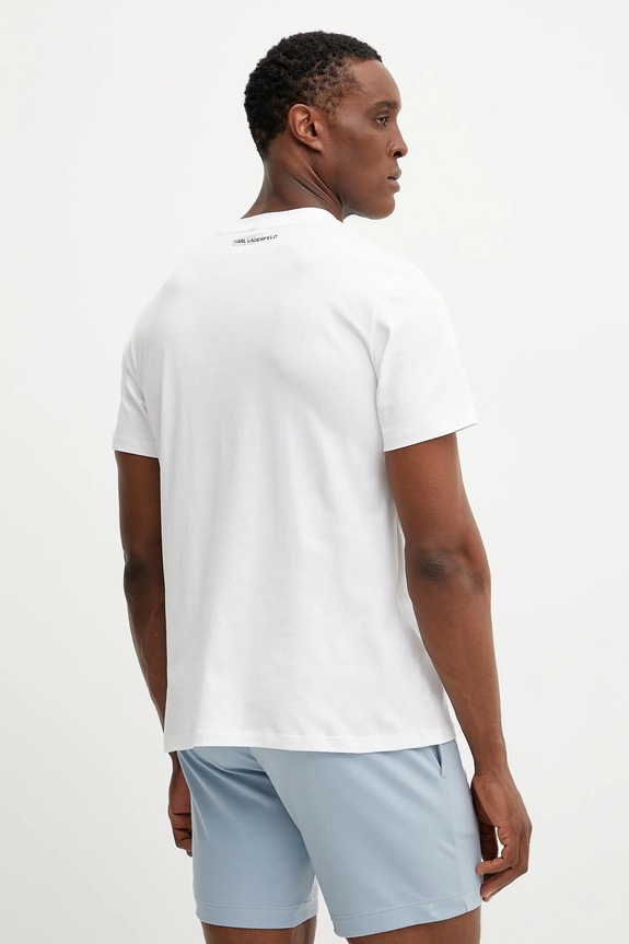 Karl Lagerfeld tričko pánske bavlnené A2M46038 biela SS26