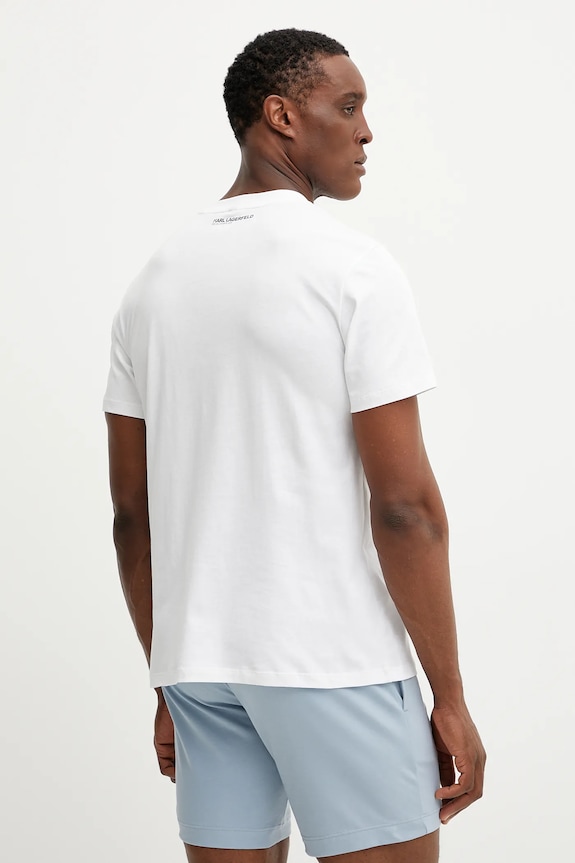 Karl Lagerfeld tričko pánske bavlnené A2M46038 biela SS26