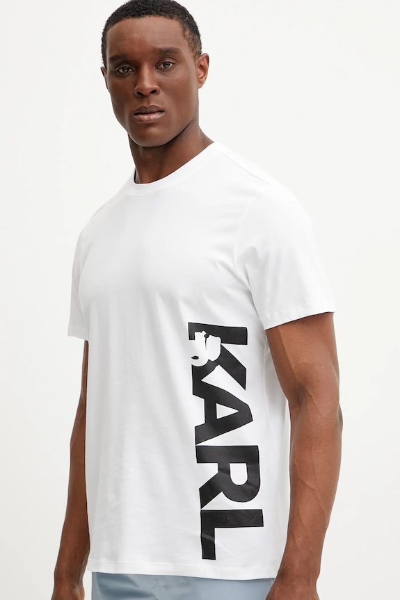 Oblečenie Karl Lagerfeld tričko pánske bavlnené A2M46038 biela