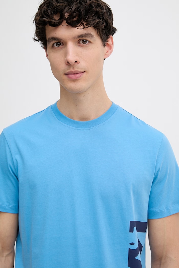 Karl Lagerfeld T-shirt męski bawełniany A2M46038 niebieski