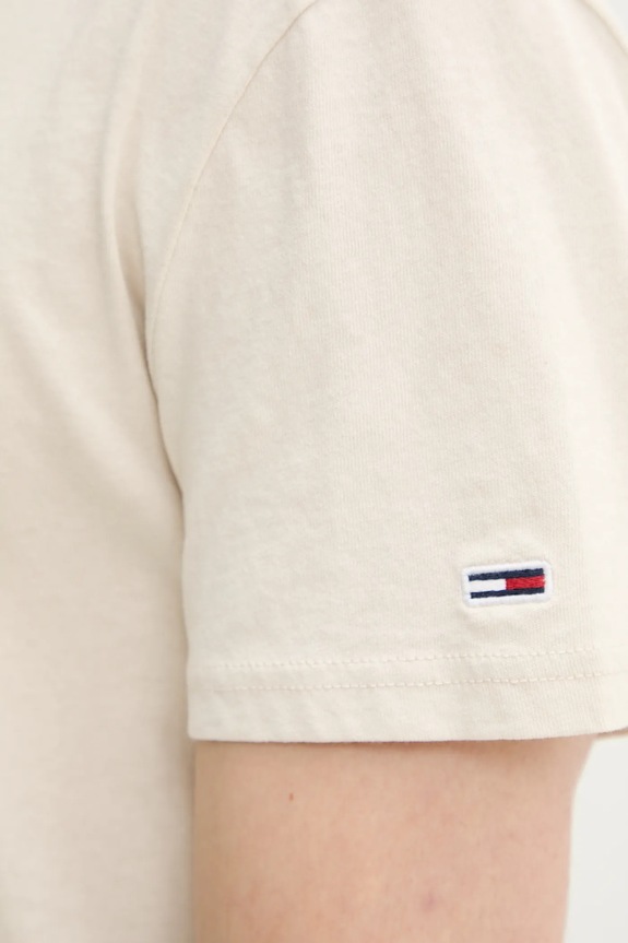 Pamučna majica Tommy Jeans bež DM0DM20773