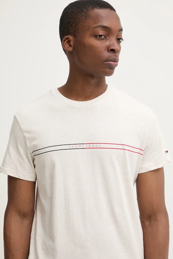 Tričko Tommy Jeans potisk béžová DM0DM20779
