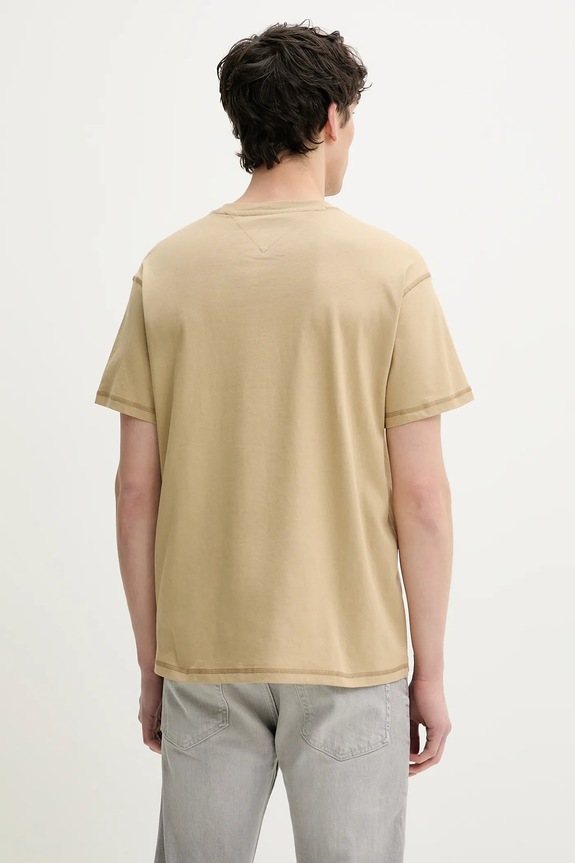 Tommy Jeans tricou din bumbac DM0DM20805 bej SS25