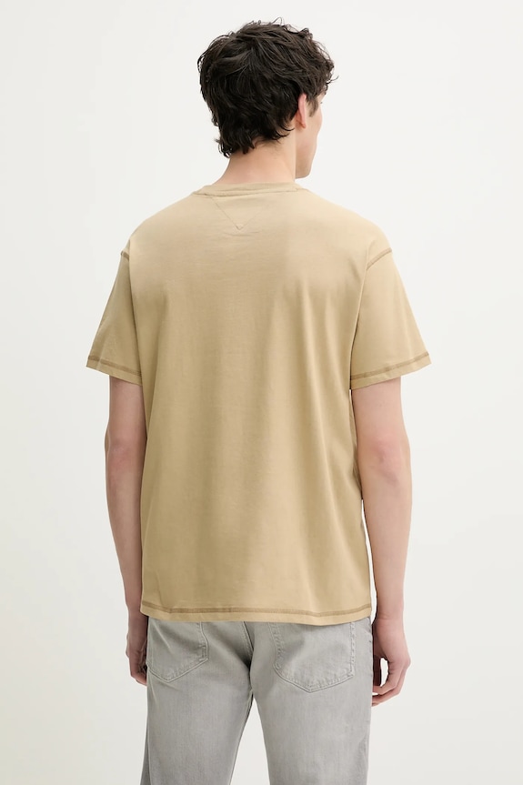 Tommy Jeans tricou din bumbac DM0DM20805 bej SS25