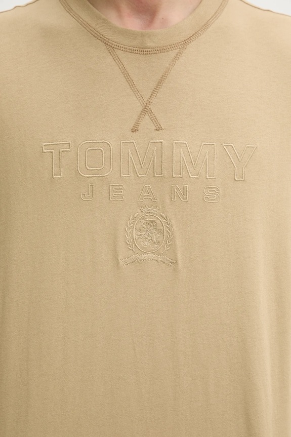Tommy Jeans tricou din bumbac bej DM0DM20805