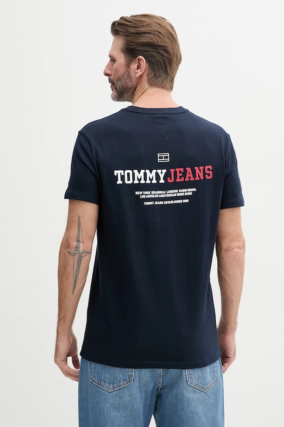 Bavlnené tričko Tommy Jeans potlač tmavomodrá DM0DM20815