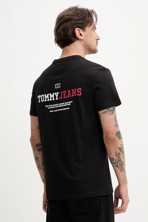 Bavlněné tričko Tommy Jeans černá DM0DM20815
