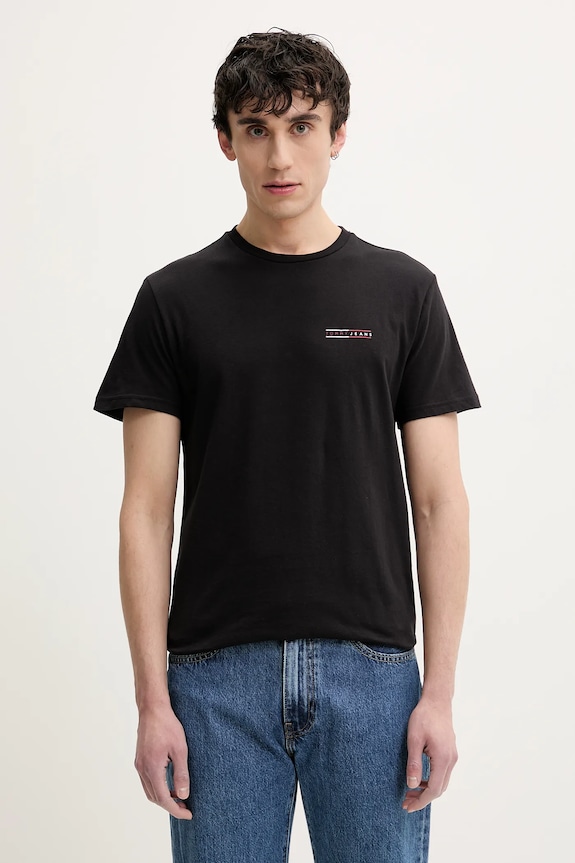 Βαμβακερό μπλουζάκι Tommy Jeans 2-pack κανονικό μαύρο DM0DM21344