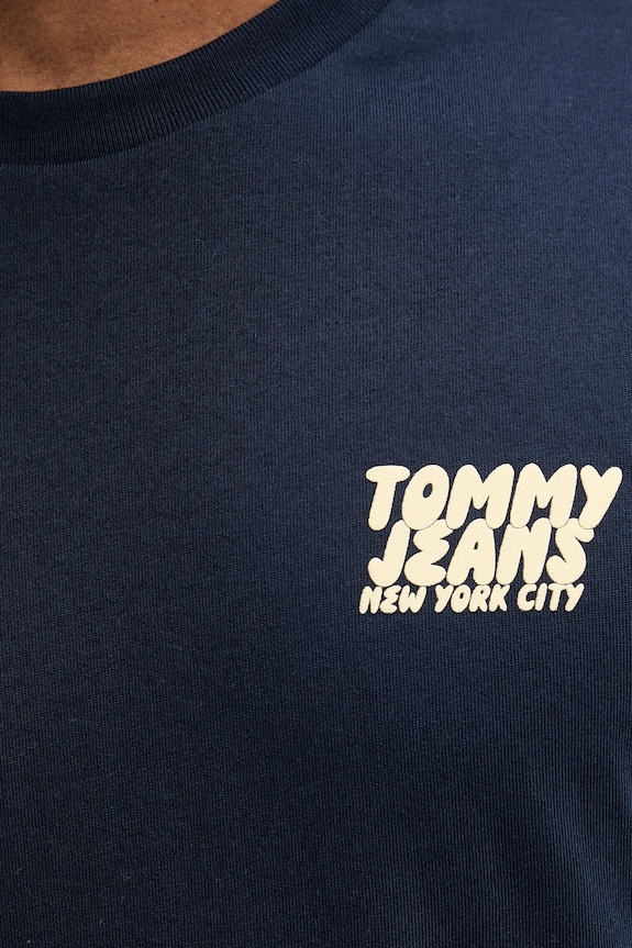 Tommy Jeans pamut póló DM0DM21864 sötétkék