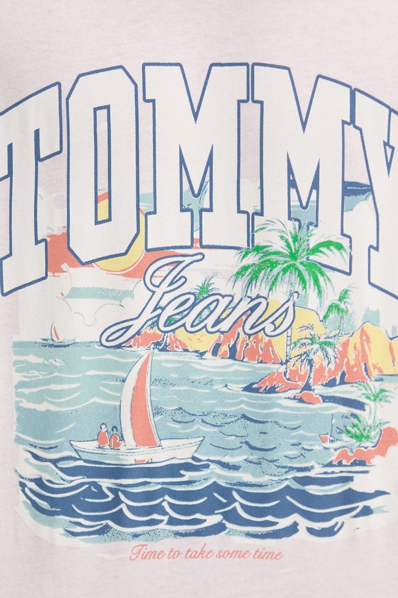 Bombažna kratka majica Tommy Jeans DM0DM21867 roza
