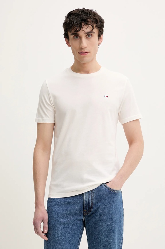 Tommy Jeans t-shirt basic męski bawełniany 2-pack bawełna beżowy DM0DM20687
