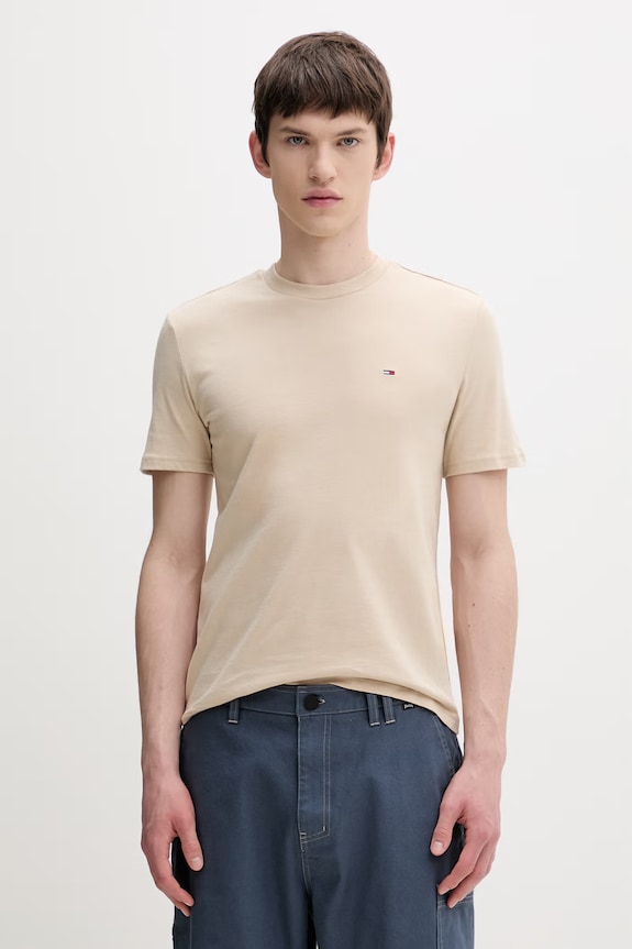 Tommy Jeans t-shirt basic męski bawełniany 2-pack beżowy DM0DM20687