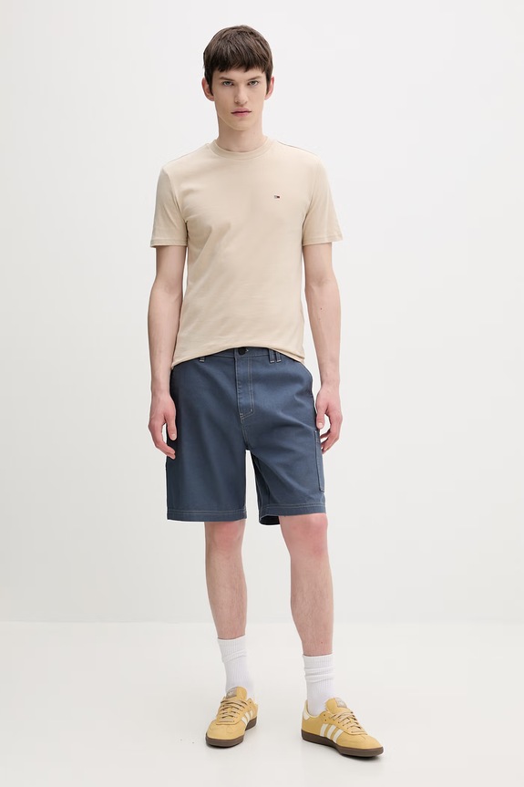 Odzież Tommy Jeans t-shirt basic męski bawełniany 2-pack DM0DM20687 beżowy