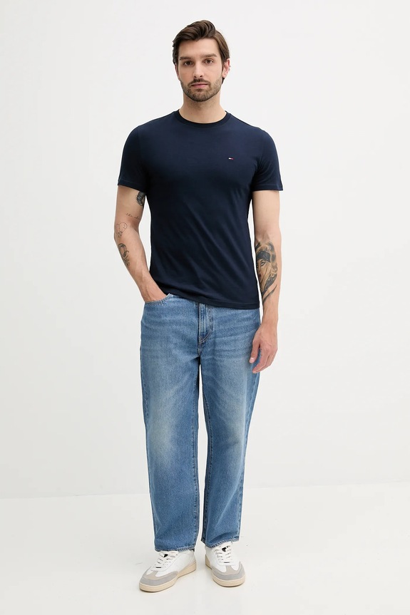 Odzież Tommy Jeans t-shirt basic męski bawełniany 2-pack DM0DM20687 granatowy