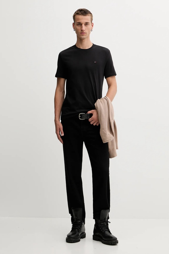 Ρούχα Tommy Jeans t-shirt βασικό Ανδρικό βαμβακερό 2-pack DM0DM20687 σκούρο μπλε