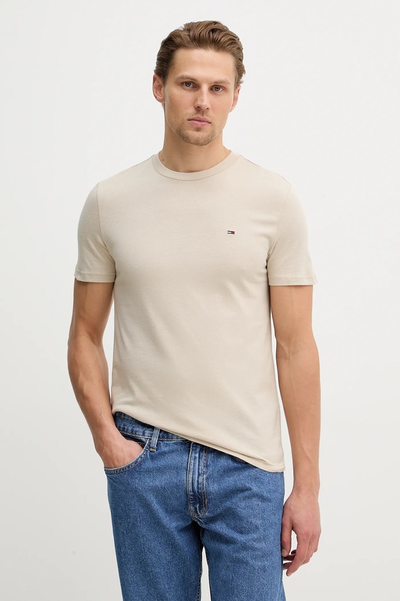 Tommy Jeans t-shirt basic męski bawełniany 2-pack bawełna beżowy DM0DM20687