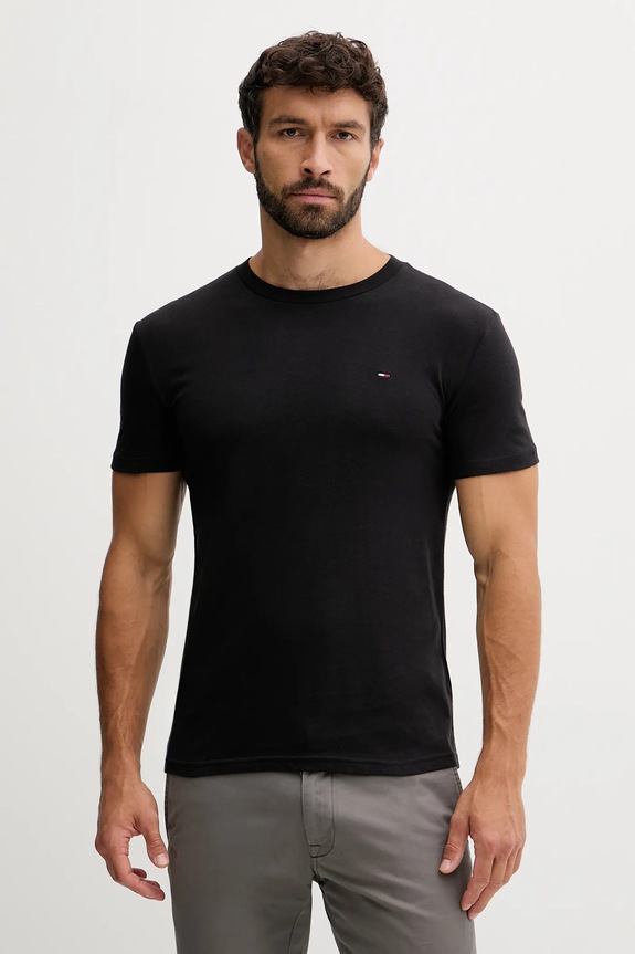Tommy Jeans basic tričko pánské bavlněné 2-pack slim černá DM0DM20687