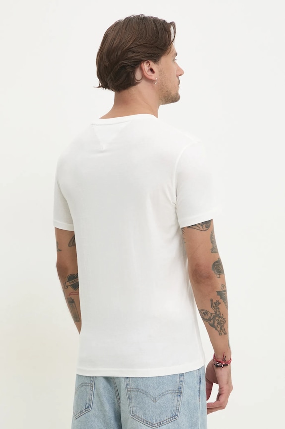 Tommy Jeans t-shirt ανδρικό βαμβακερό 3-pack DM0DM21579 λευκό