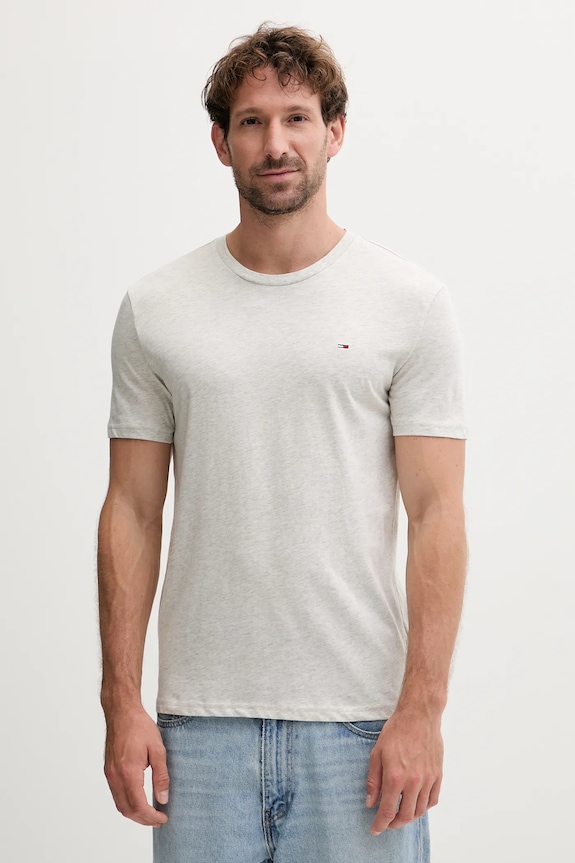 Tommy Jeans kratka majica moška bombažna paket 3 kosov Okrogel siva DM0DM21579
