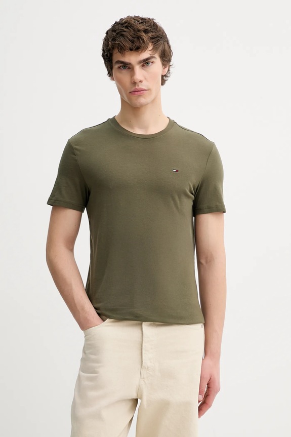 Oblačila Tommy Jeans kratka majica moška bombažna paket 3 kosov DM0DM21579 zelena