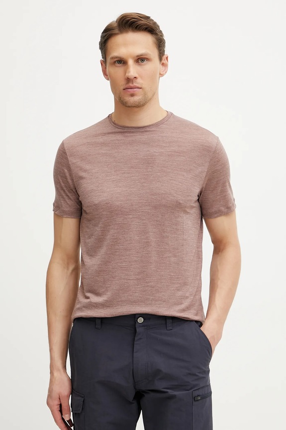 Αθλητικό μπλουζάκι Icebreaker Merino Blend 125 Cool-Lite Sphere εμπριμέ καφέ IB0A56ZM0BW1