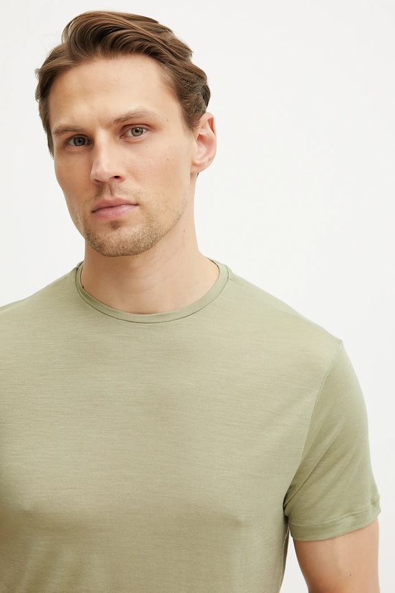 Αθλητικό μπλουζάκι Icebreaker Merino Blend 125 Sphere εμπριμέ πράσινο IB0A56ZMA741