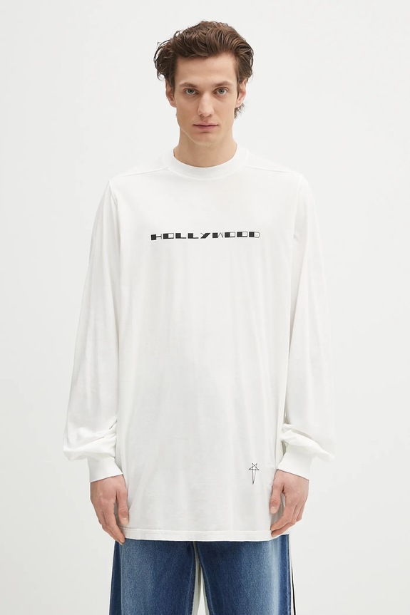 Bavlněné tričko s dlouhým rukávem Rick Owens DRKSHDW Jumbo Ls T relaxed bílá DU01E3261.RNEP5
