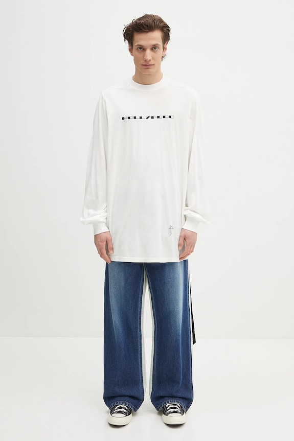 Bavlněné tričko s dlouhým rukávem Rick Owens DRKSHDW Jumbo Ls T DU01E3261.RNEP5 bílá