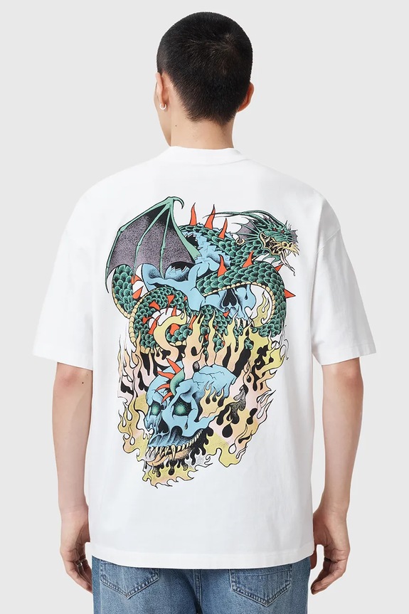 AllSaints t-shirt bawełniany WRITHER nadruk biały M020PC