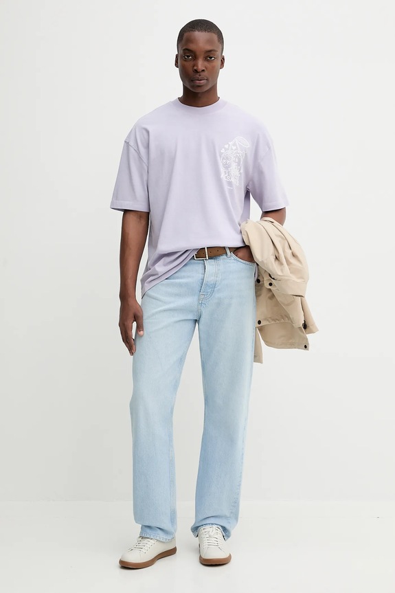 AllSaints t-shirt bawełniany BREAKUP M022PC fioletowy AW25