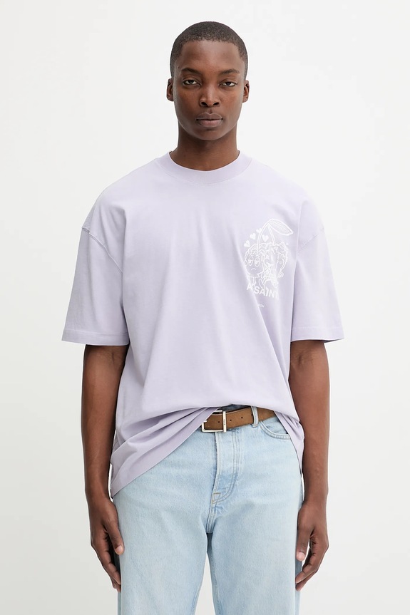 Odzież AllSaints t-shirt bawełniany BREAKUP M022PC fioletowy