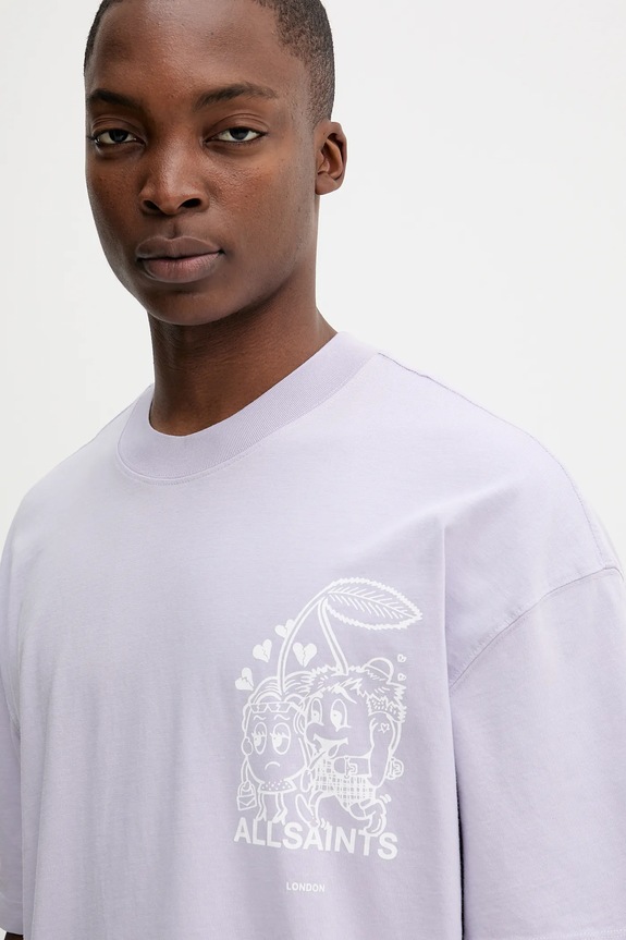 AllSaints t-shirt bawełniany BREAKUP fioletowy M022PC