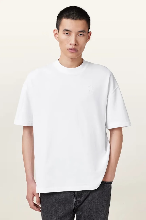 Bavlnené tričko AllSaints HAVEN relaxed biela M029JC