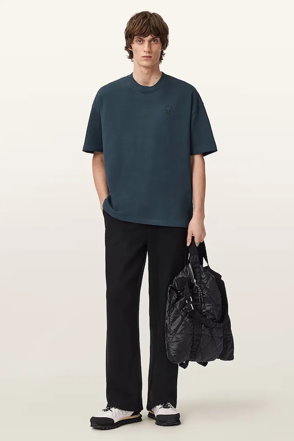 Pamučna majica AllSaints HAVEN M029JC mornarsko plava